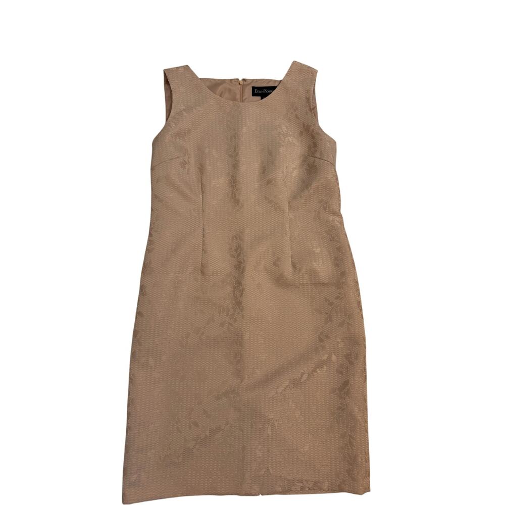 Women's Evan-Picone Suit Dress Black Label Size 14 Pale Gold/Cream Shift